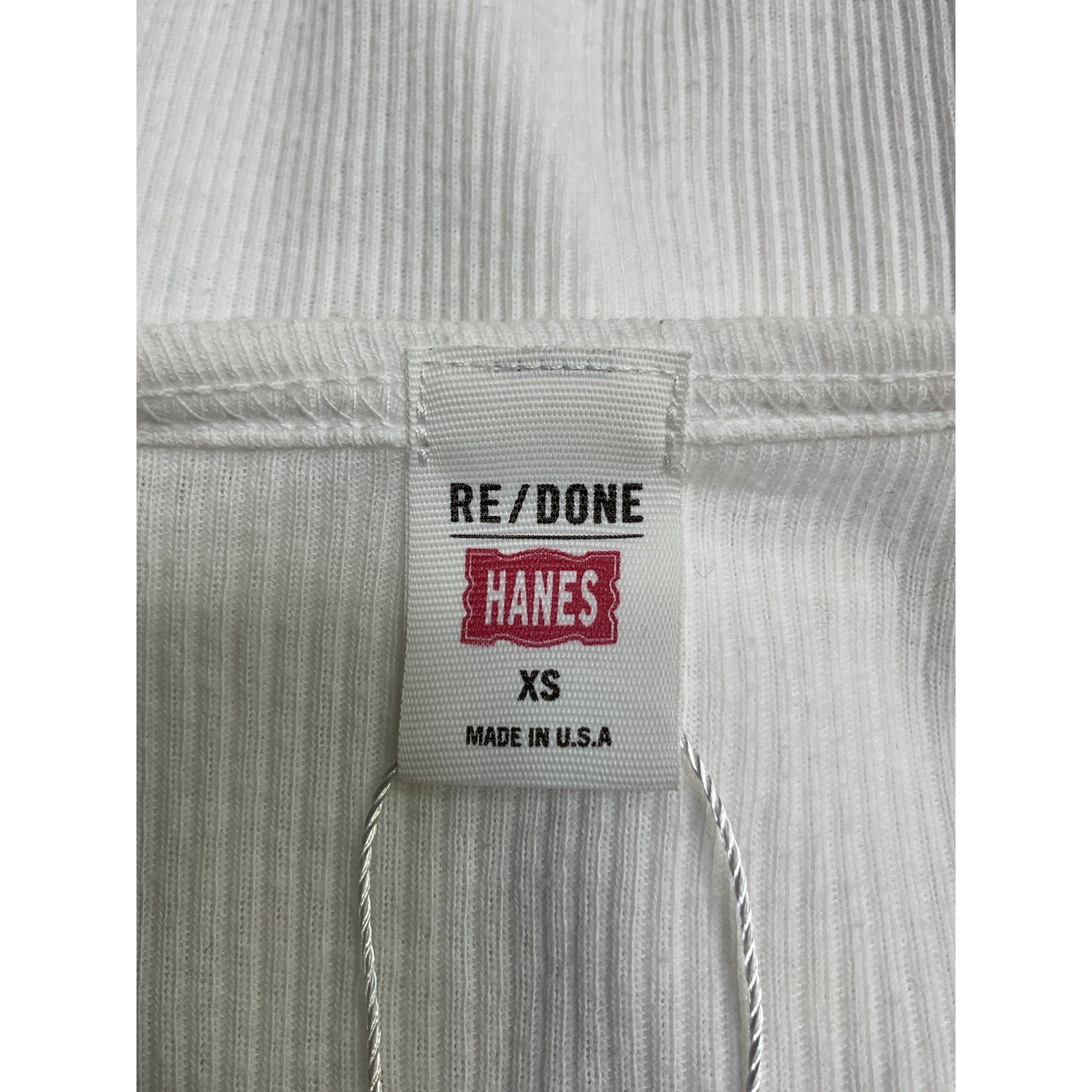 Re/Done 60'S Slim Optic White Cotton Henley Long Sleeve Top Size XS