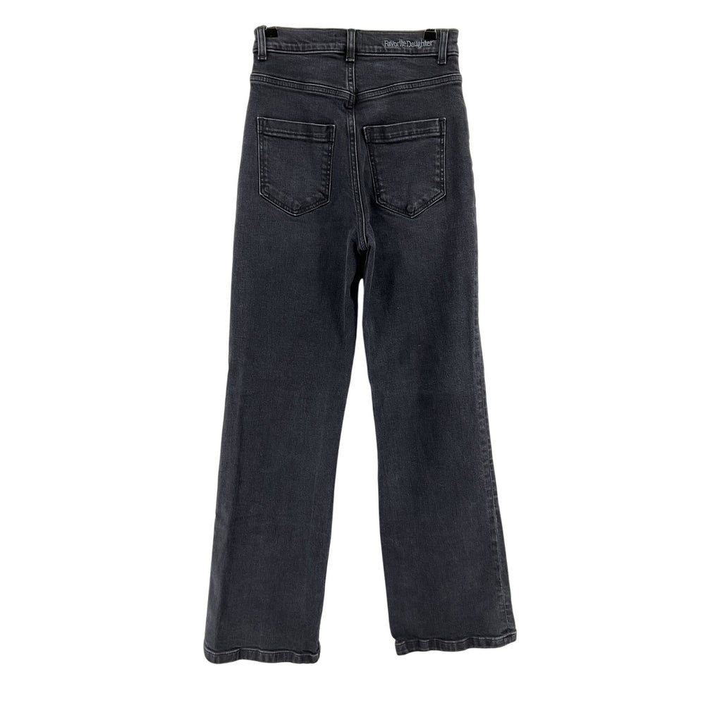 Favorite Daughter 'The Jordie' Black Cotton Super High Rise Wide Leg Denim Jean Size 25