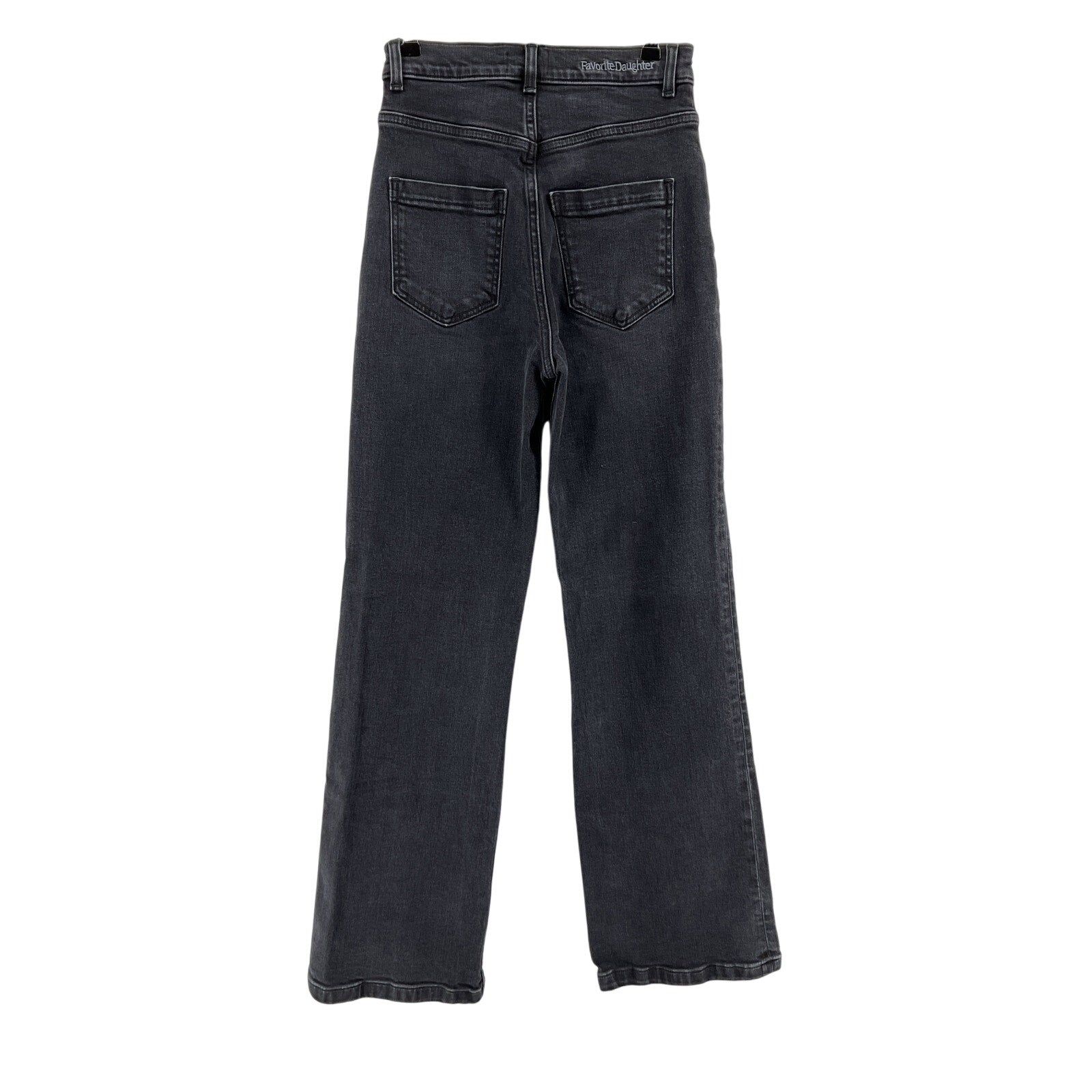Favorite Daughter 'The Jordie' Black Cotton Super High Rise Wide Leg Denim Jean Size 25