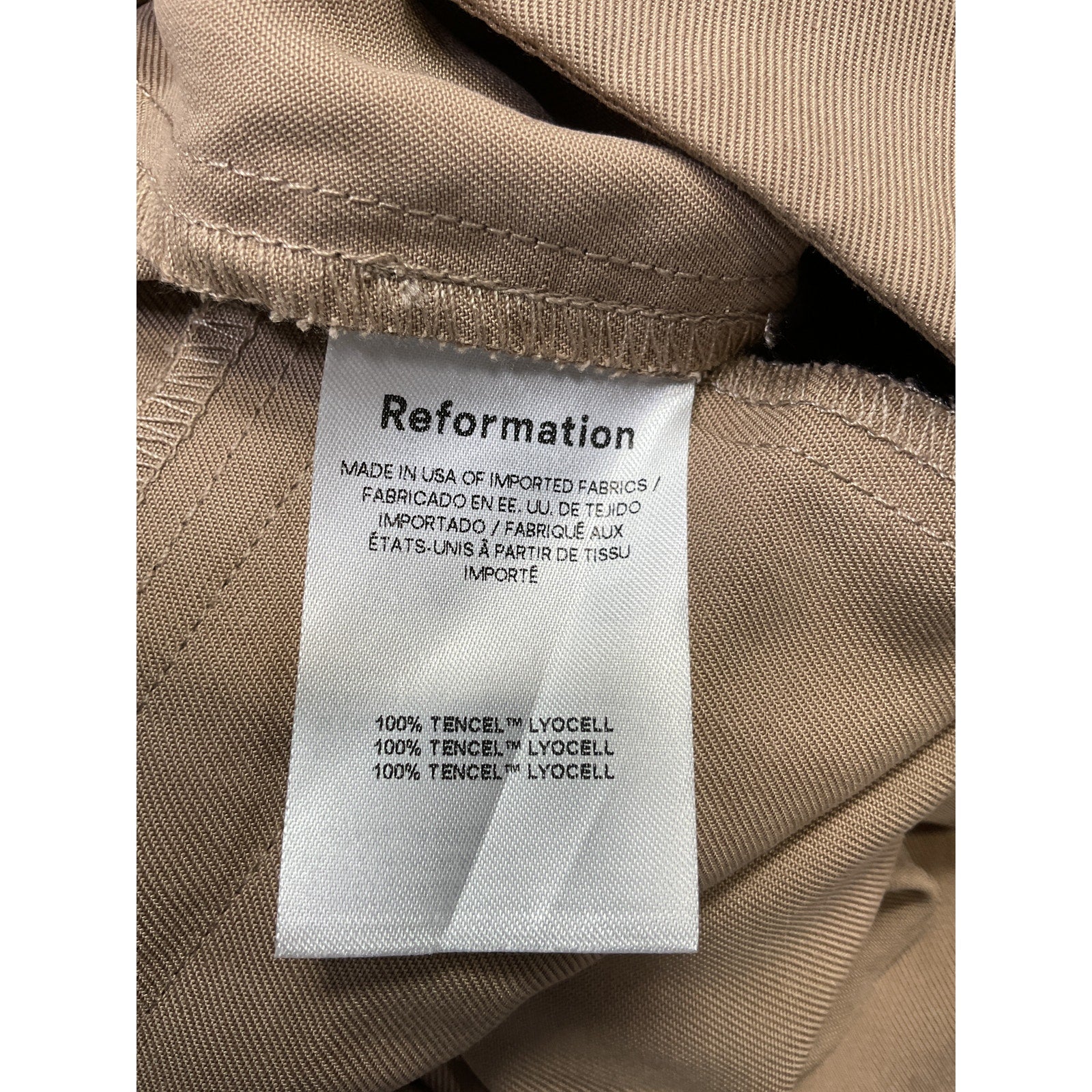 Reformation Petites 'Mason' Tan Twill Pant Size 2p - NWT