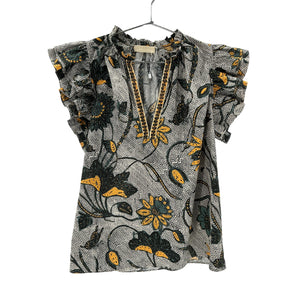 Ulla Johnson 'Elena' Black Cotton Ruffle Top Size 6