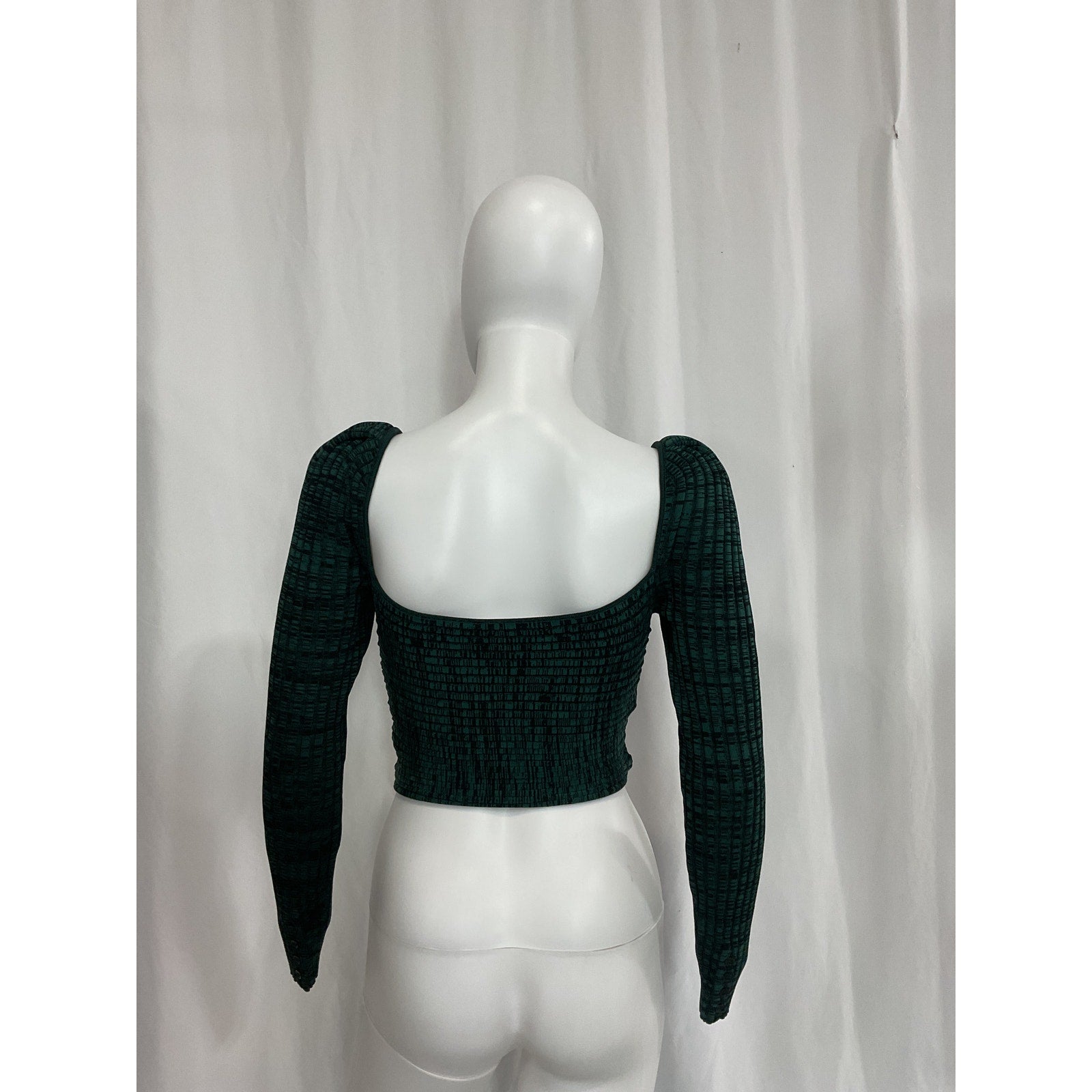 Self-Portrait 'Crossover' Green Knit Crop Top Size M
