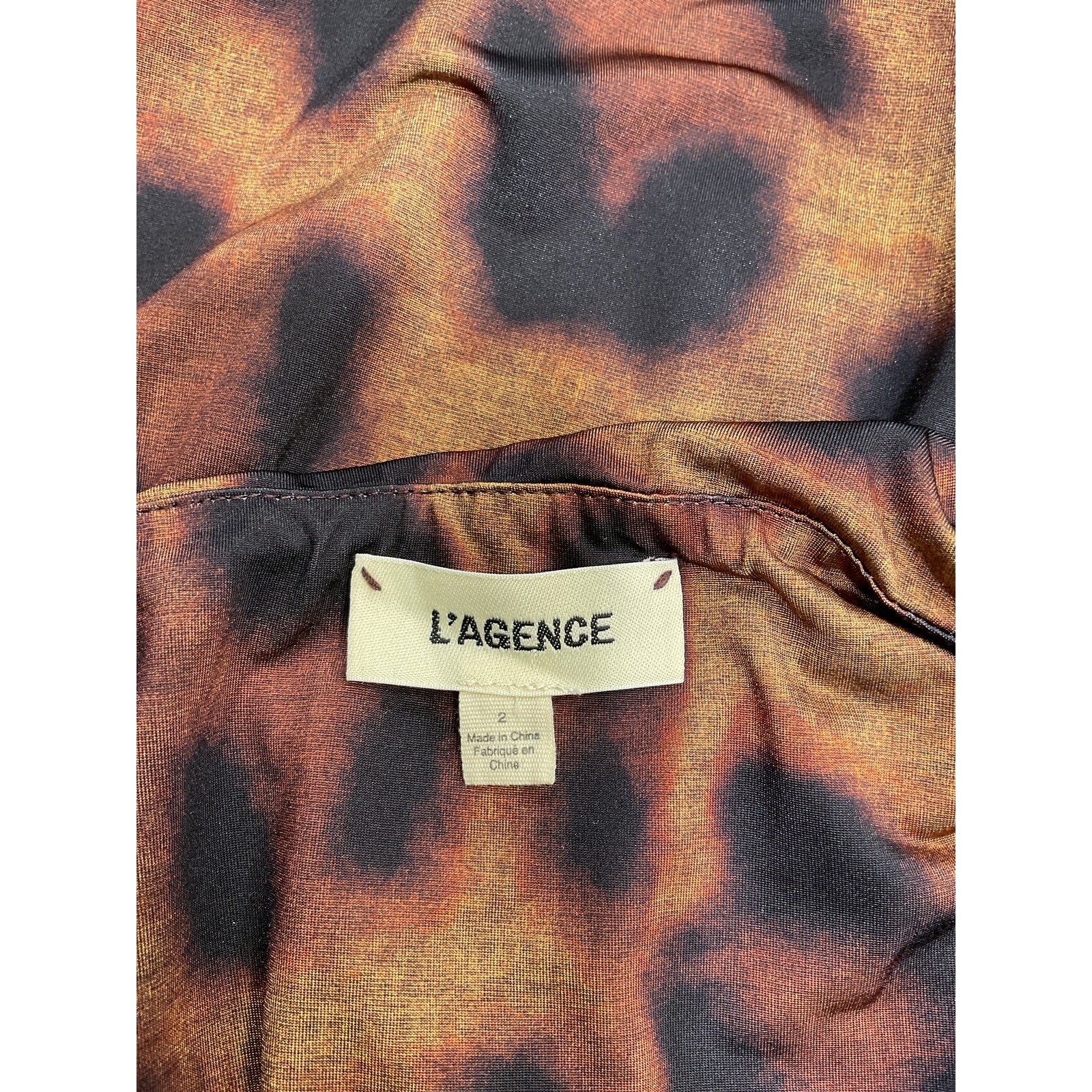 L'Agence 'Tami' Brown Draped Leopard-Print Stretch-Jersey Cowl Neck Midi Dress Size 2