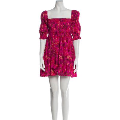 Misa Los Angeles Pinnk Floral Print Three Quarter Sleeve Mini Dress Size M