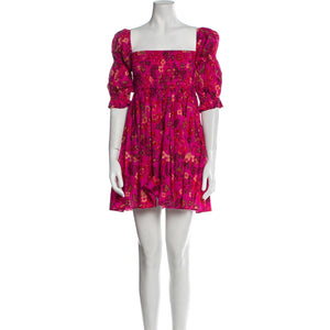 Misa Los Angeles Pinnk Floral Print Three Quarter Sleeve Mini Dress Size M