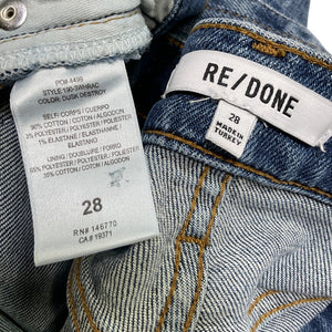 Re/Done Distressed Blue High-Rise Ankle Crop Denim Jeans Size 28