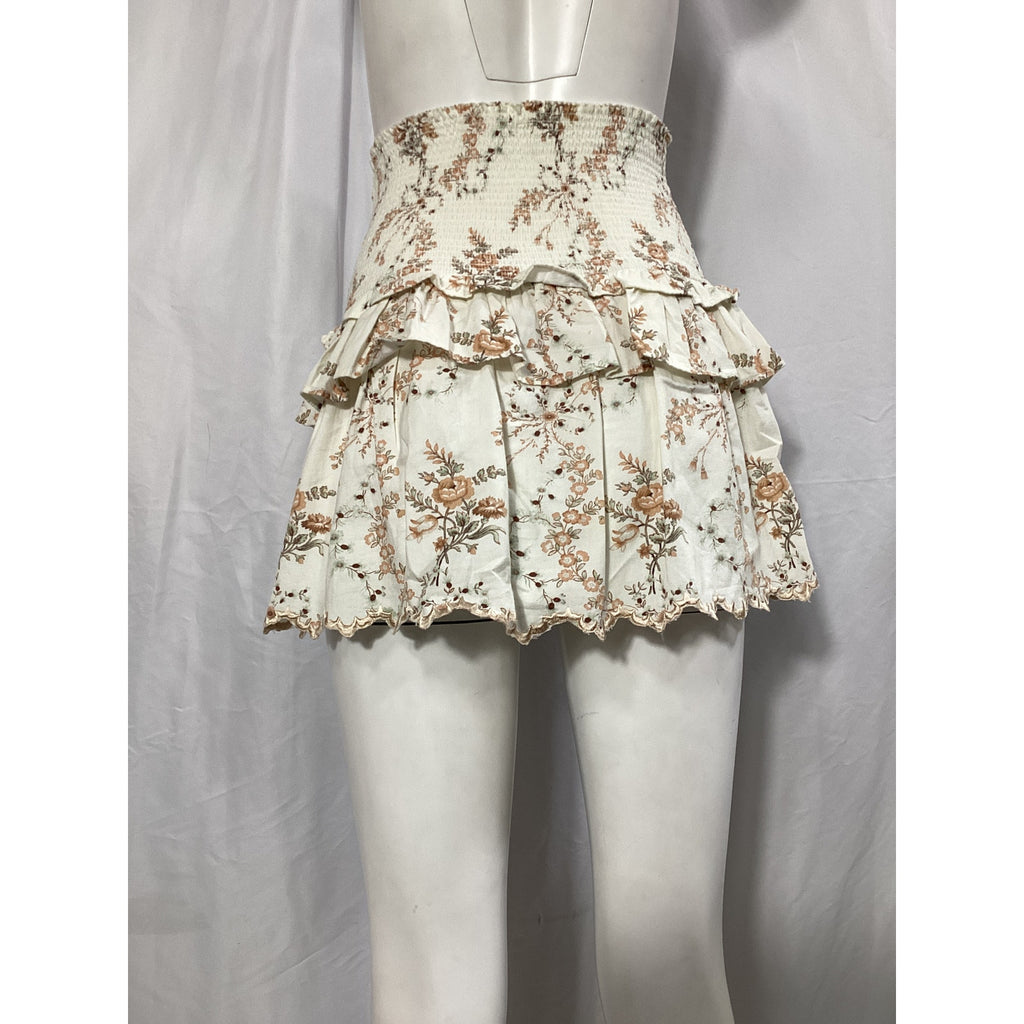 Loveshackfancy 'Sowa' White Cotton Blend Skirt Size S
