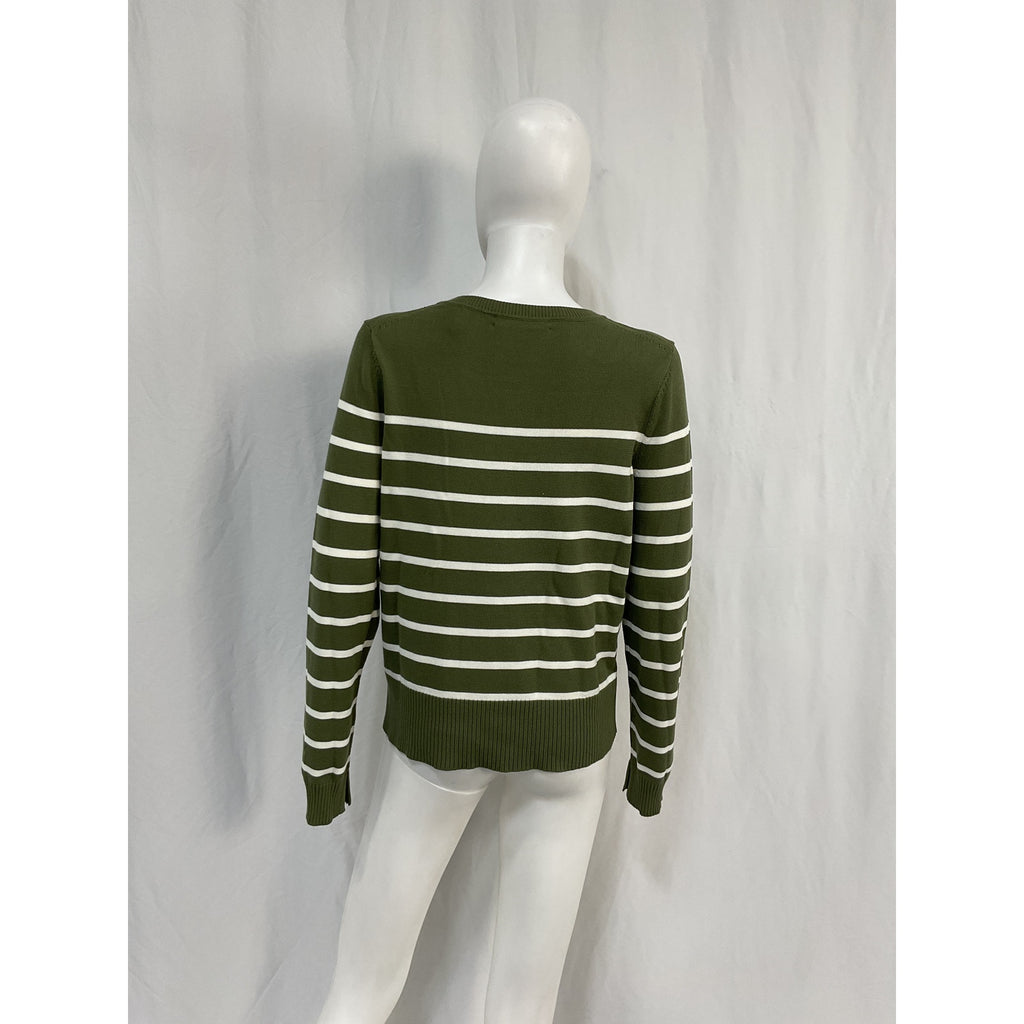 Veronica Beard 'Dianora' Green Viscose Striped Knit Top Size M