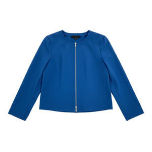 Lafayette 148 Sleek Blue Zip Front Jacket Size M