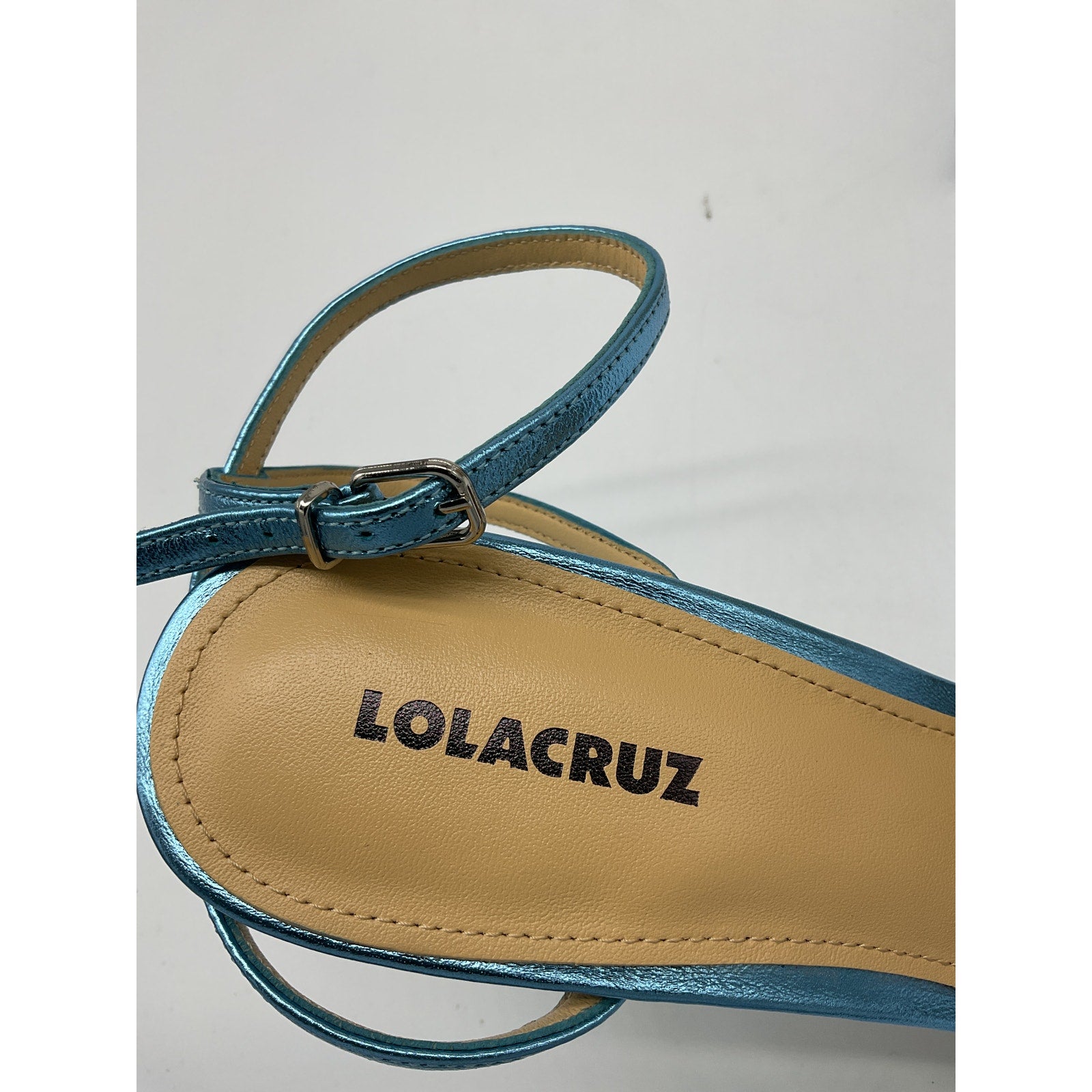 Lola Cruz 'Ischia' Blue Leather Heel Size 9 - NWT