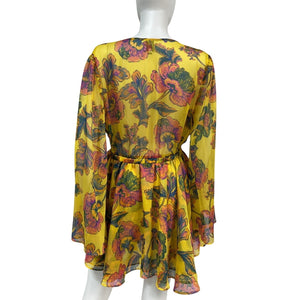 Misa Los Angeles Floral Yellow Kaia Dress Size L