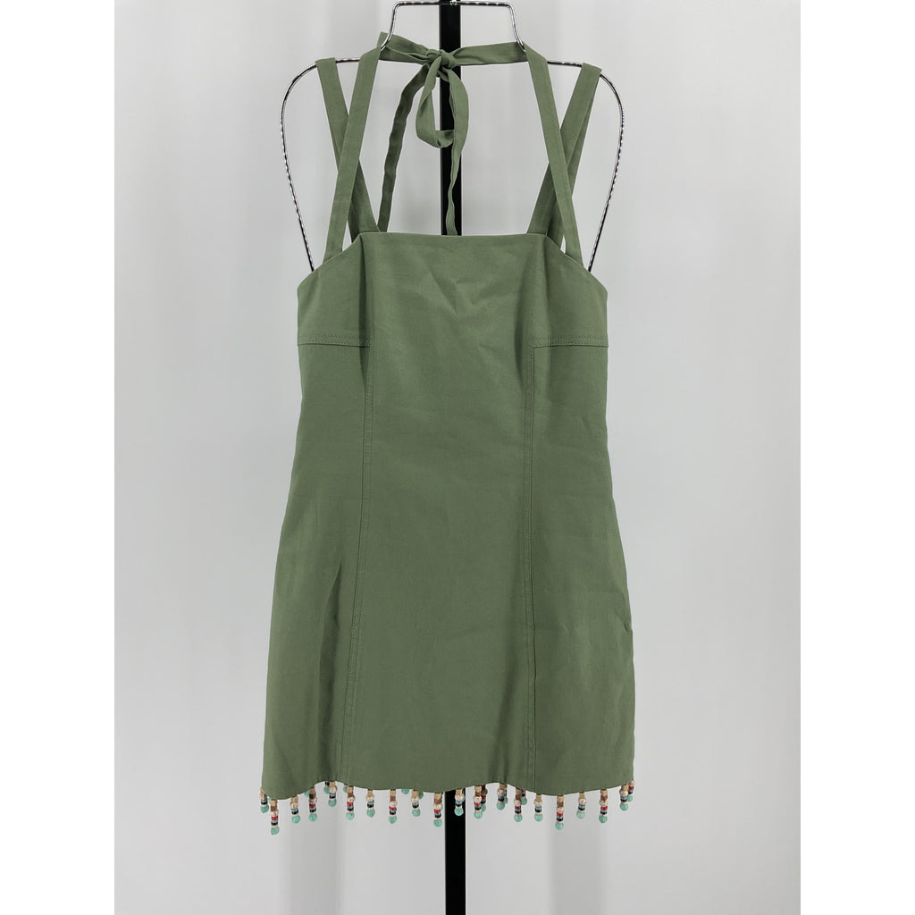 Jonathan Simkhai 'Lora' Green Linen Mini Dress Size 0