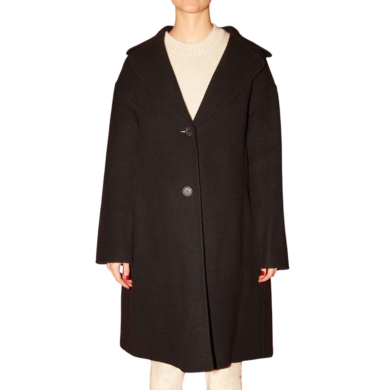 Mansur Gavriel 'Camel' Black Linen Opera Coat Size IT 40