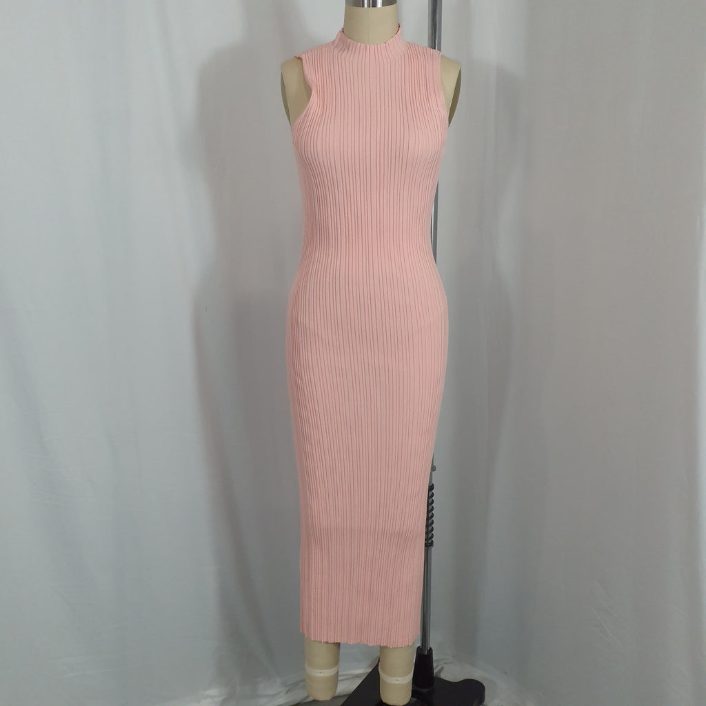 Acler 'Lunar' Pink Ribbed-Knit Maxi Tank Dress Size 2