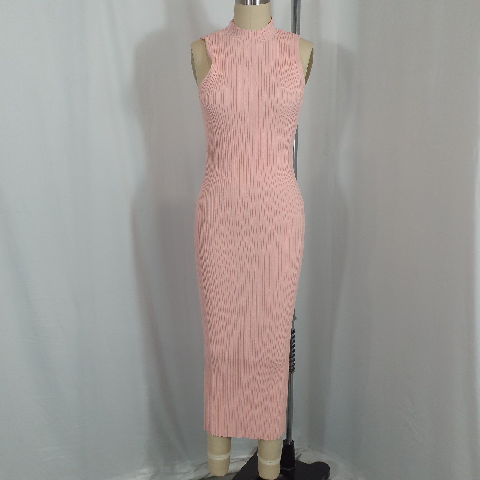 Acler 'Lunar' Pink Ribbed-Knit Maxi Tank Dress Size 2