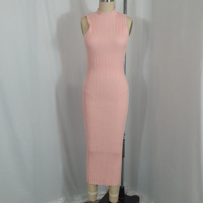 Acler 'Lunar' Pink Ribbed-Knit Maxi Tank Dress Size 2