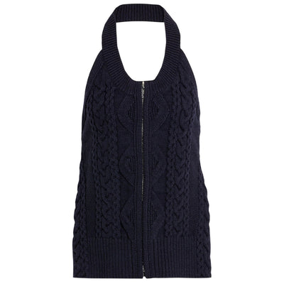 3.1 Phillip Lim Cable-Knit Blue Halterneck Top Size XS
