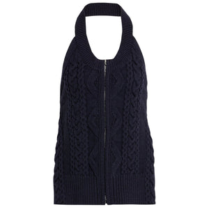 3.1 Phillip Lim Cable-Knit Blue Halterneck Top Size XS