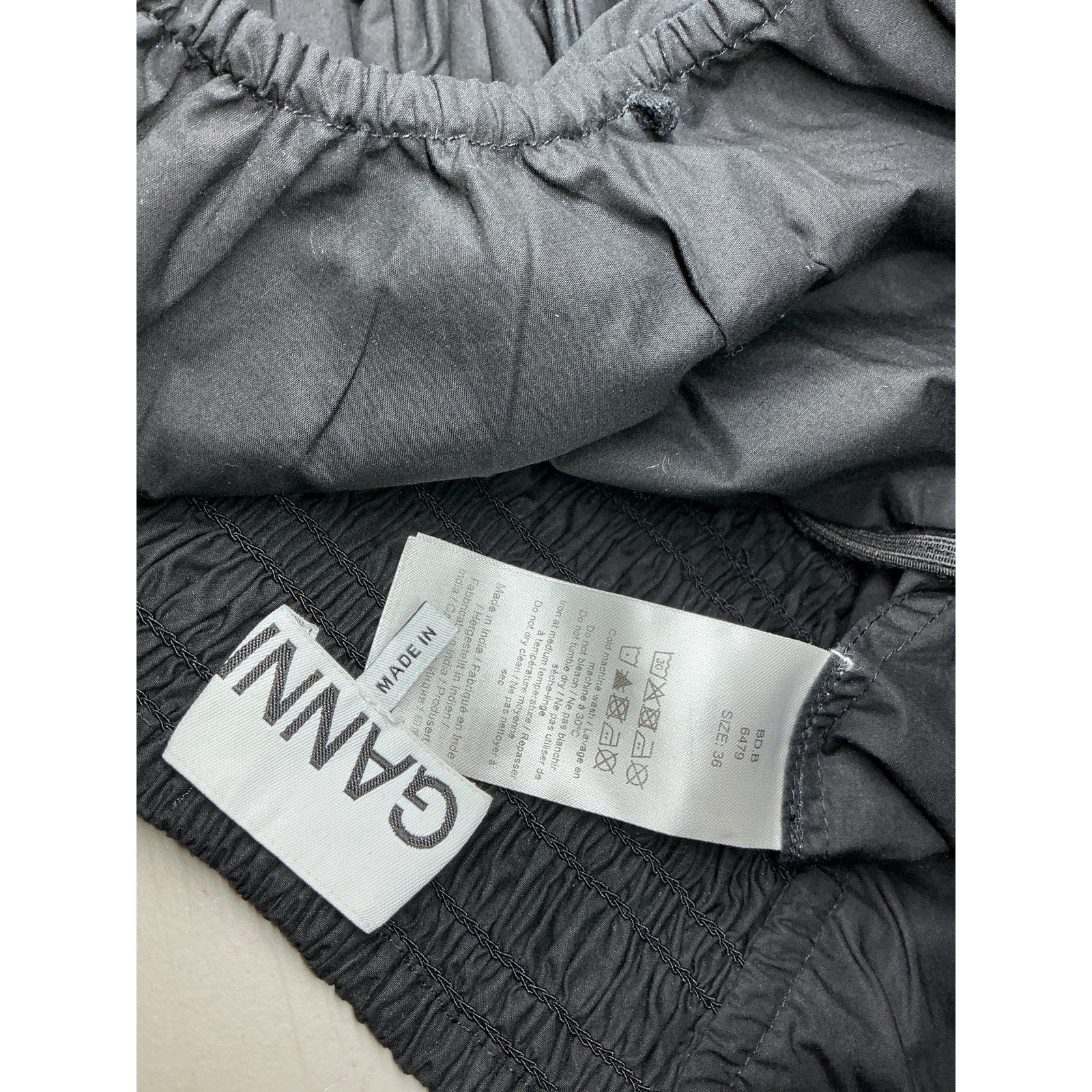 Ganni Black Cotton Poplin Smock Strap Blouse Size 36