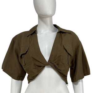 L'Academie Cropped Green Chrisa Blouse Size M