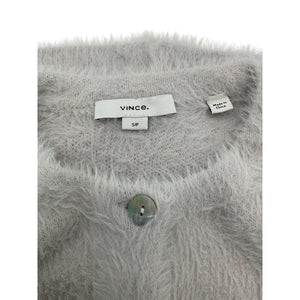 Vince Textured Light Birch Stone Eyelash Cardigan Sweater Size S