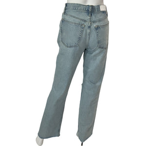 Re/Done Distressed Breezy Indigo With Rips 90s High Rise Loose Denim Jeans Size 26