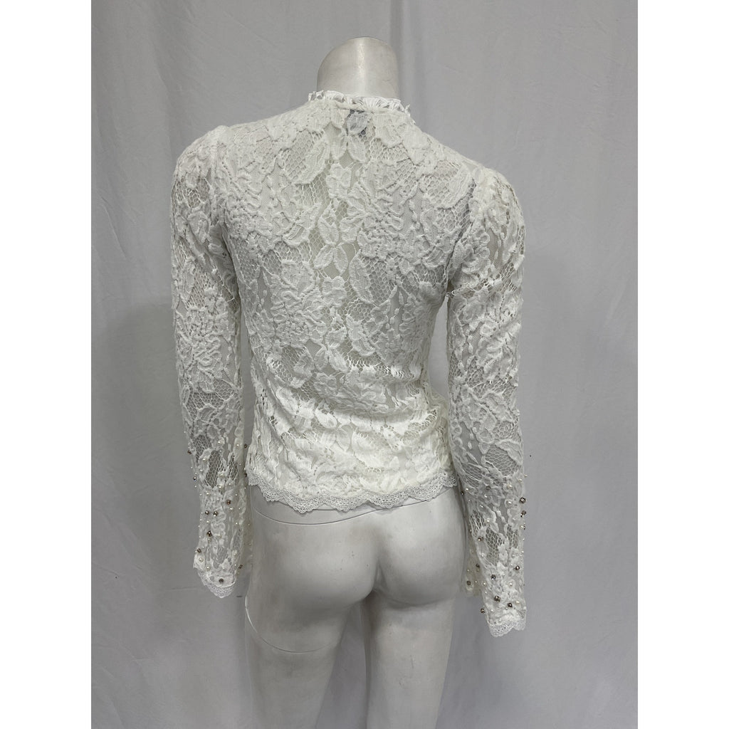 Hemant And Nandita 'Reet' Cream Nylon Top Size XS