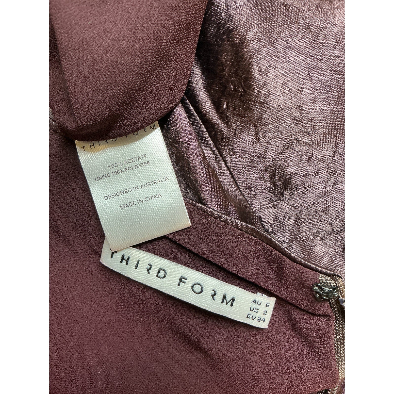 Third Form Ssense Brown Acetate Exclusive Crush Maxi Dress Size 2