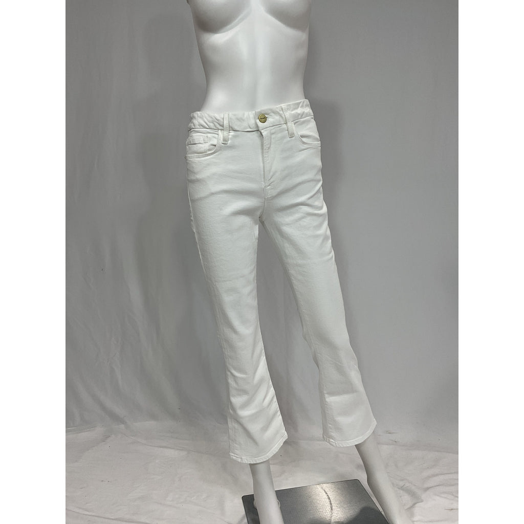 Frame 'Le Crop' White Stretch Mini Boot-Cut Denim Jeans Size 28