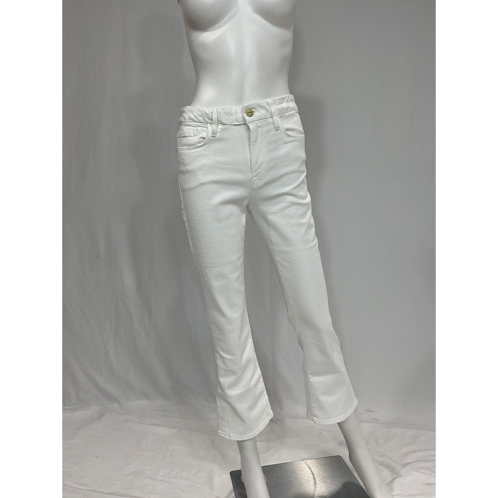 Frame 'Le Crop' White Stretch Mini Boot-Cut Denim Jeans Size 28