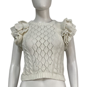 Cleobella Ruffled Cream Hedda Sweater Size XS