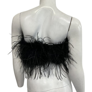 Lamarque Feathered Black Zaina Crop Top Size XS