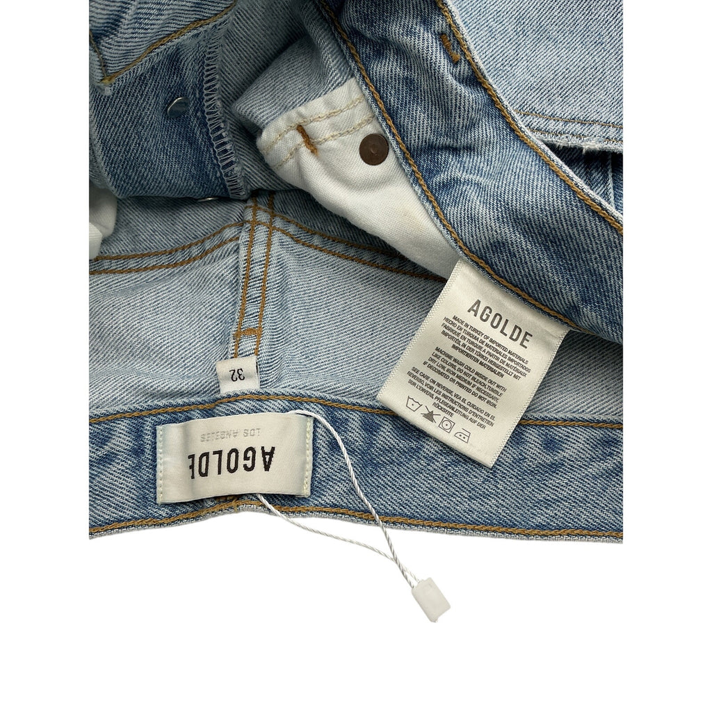 Agolde 'Luna' Blue Cotton Pieced High Rise Denim Jean Size 32