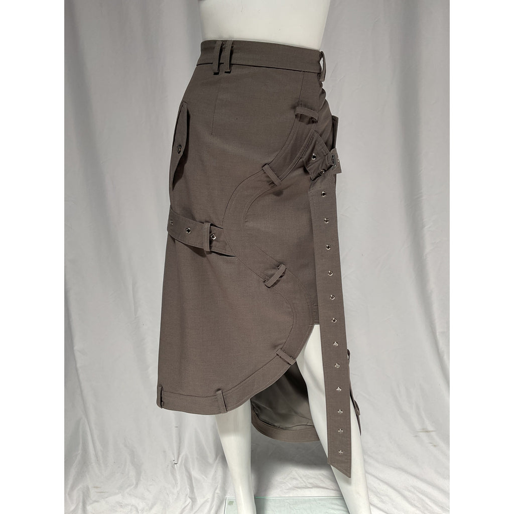 Rokh 'Asymmetric' Gray Belted Skirt Size 6