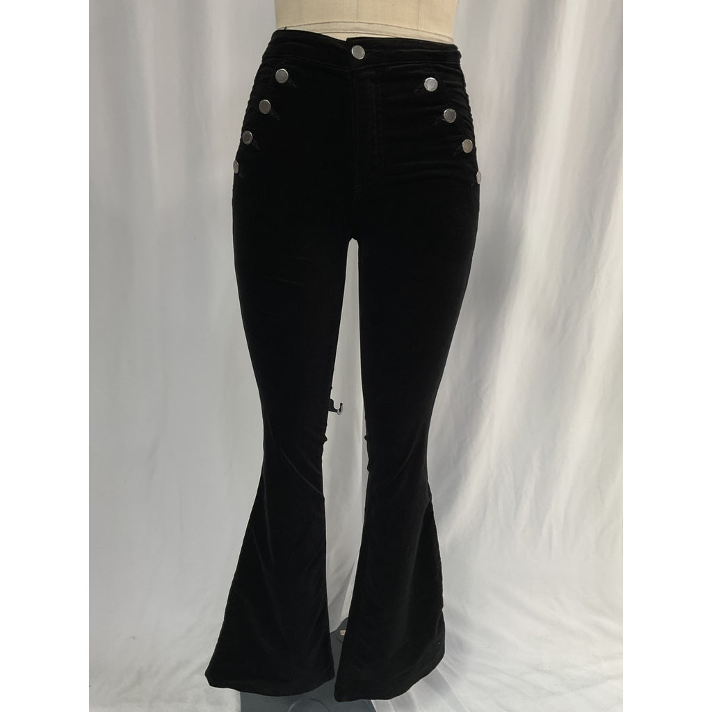 Ramy Brook 'Helena' Black High-Rise Velvet Flare Pant Size 26 - NWT