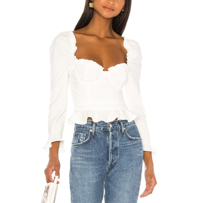 Majorelle Ruffled White Corie Top Size XS