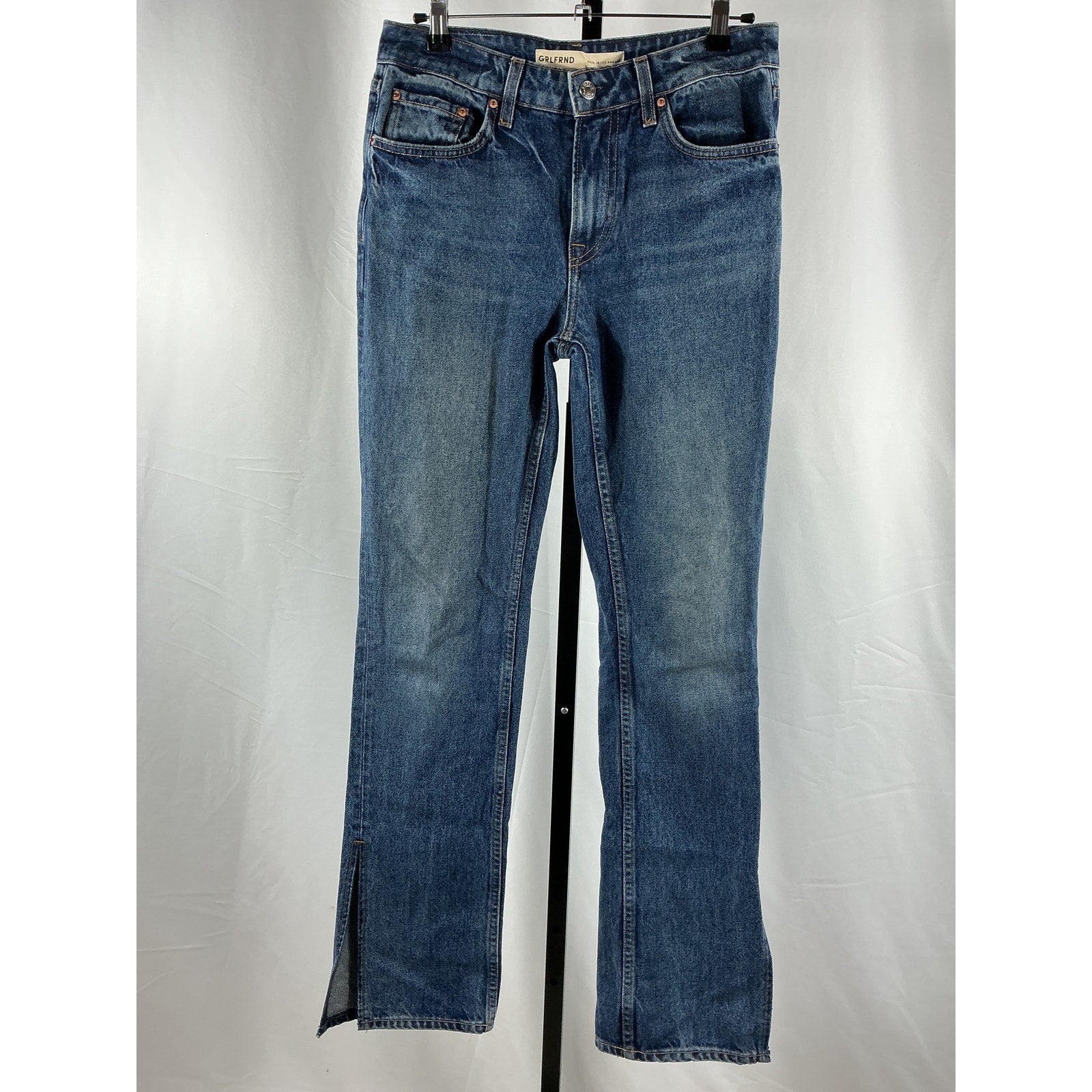 Grlfrnd 'Hailey' Blue Cotton Low Rise Slim Boot Size 26
