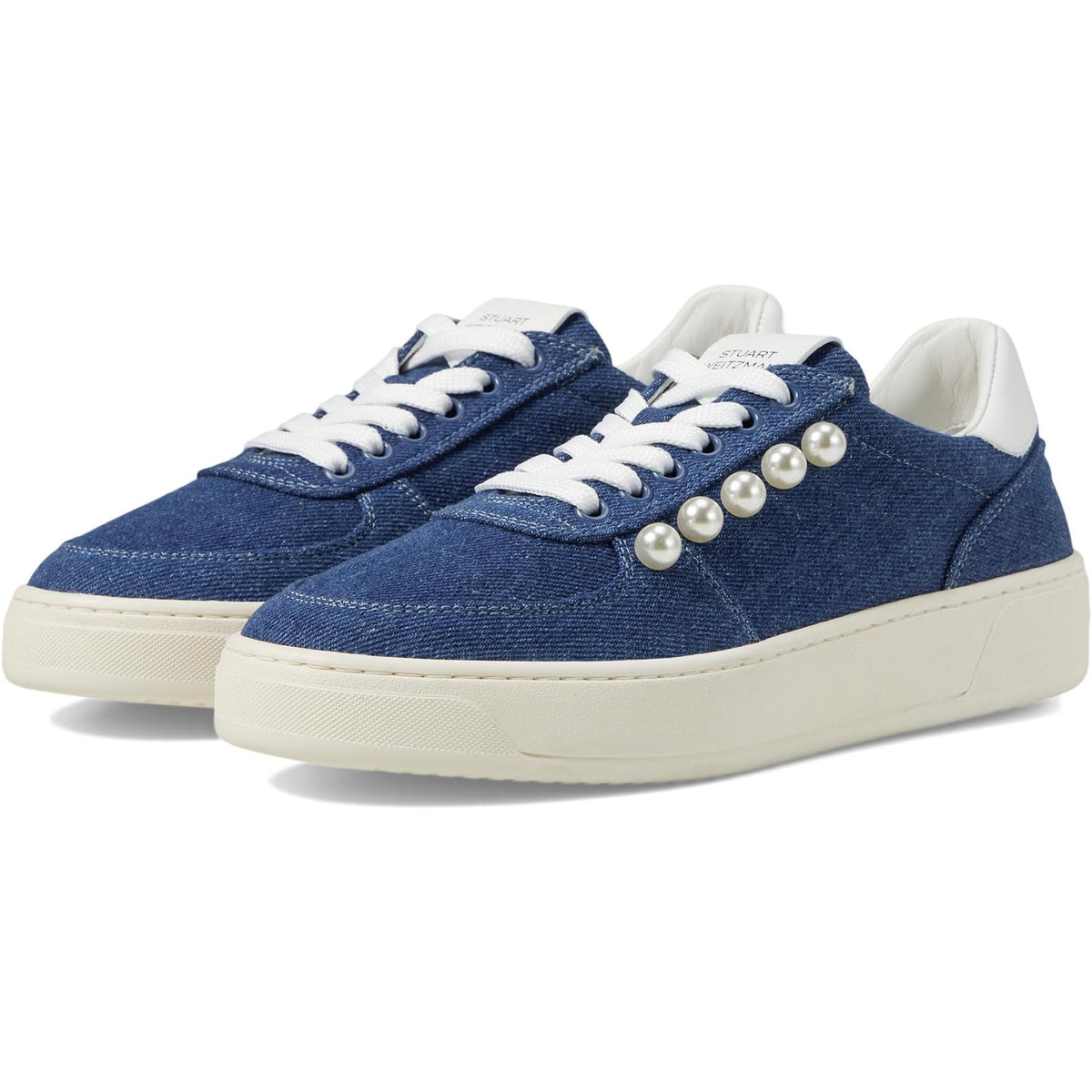 Stuart Weitzman Chic Blue Courtside Pearl Sneakers Size 6