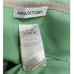 Anna October Satin Green Voleta Skirt Size S