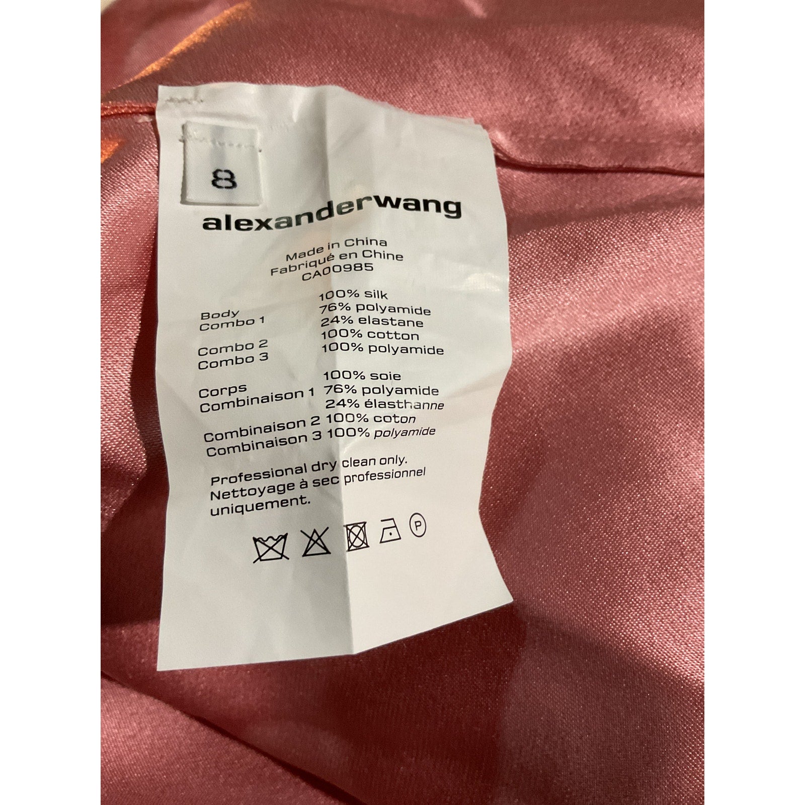 Alexander Wang Draped Pink Silk Corset Dress Size 8 - NWT