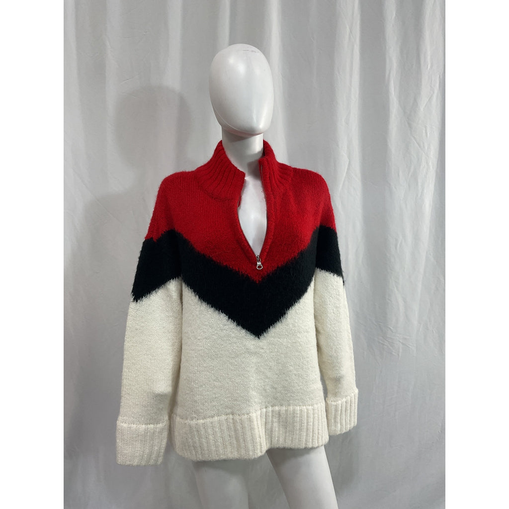 Pistola 'Maribel' Red Quarter Zip Pullover Sweater Size S