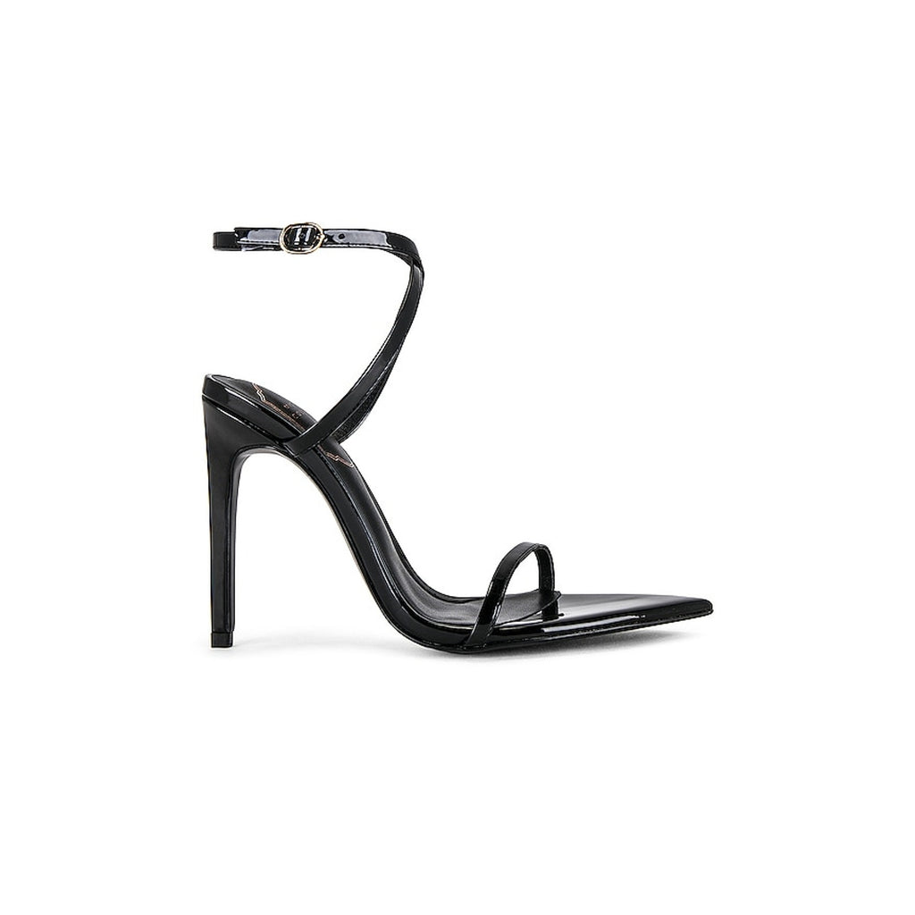 Michael Costello x Revolve 'Sonia' Black Faux Patent Leather Stiletto Heel Sandal Size 8