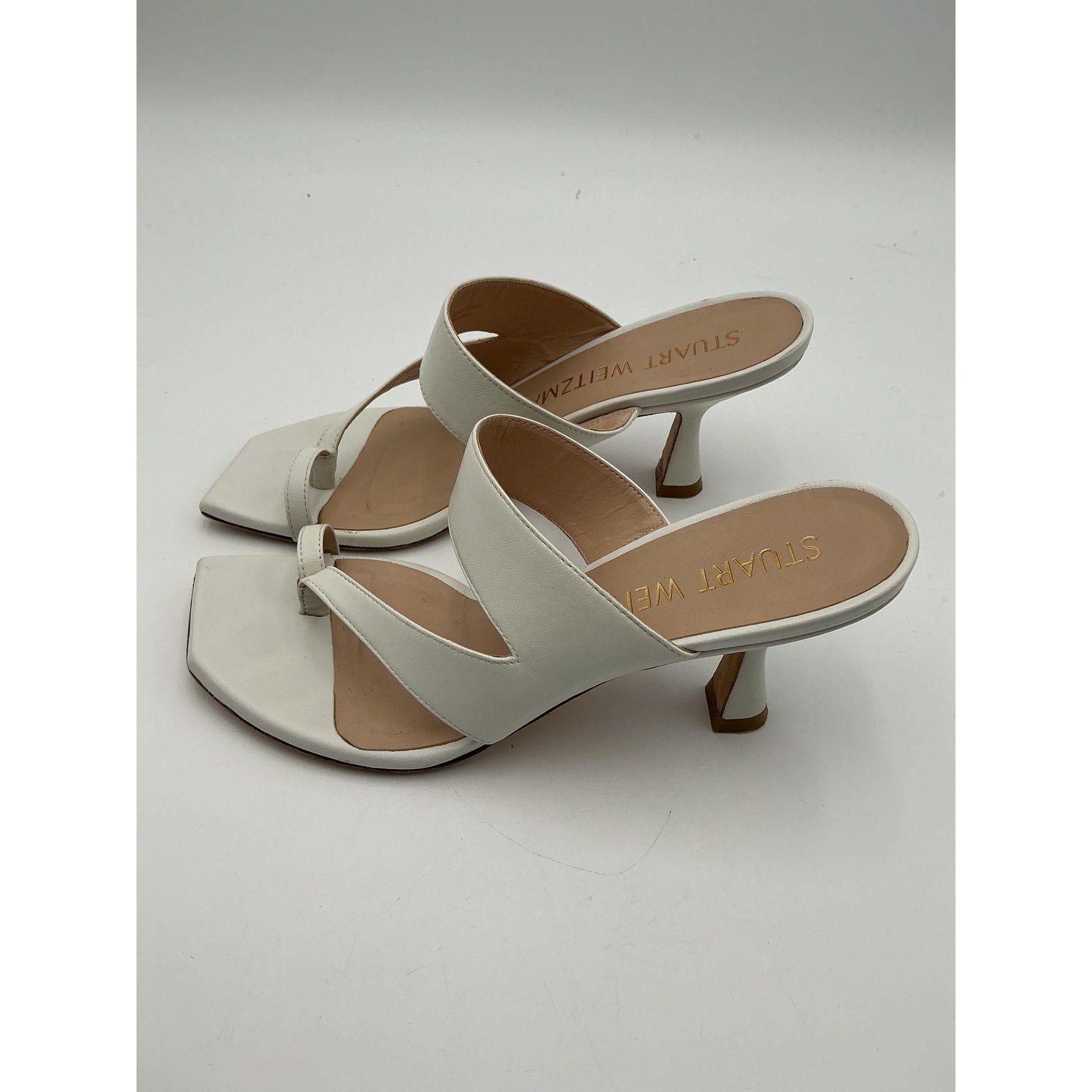 Stuart Weitzman 'Lyla' White Leather 75 Sandal Size 7