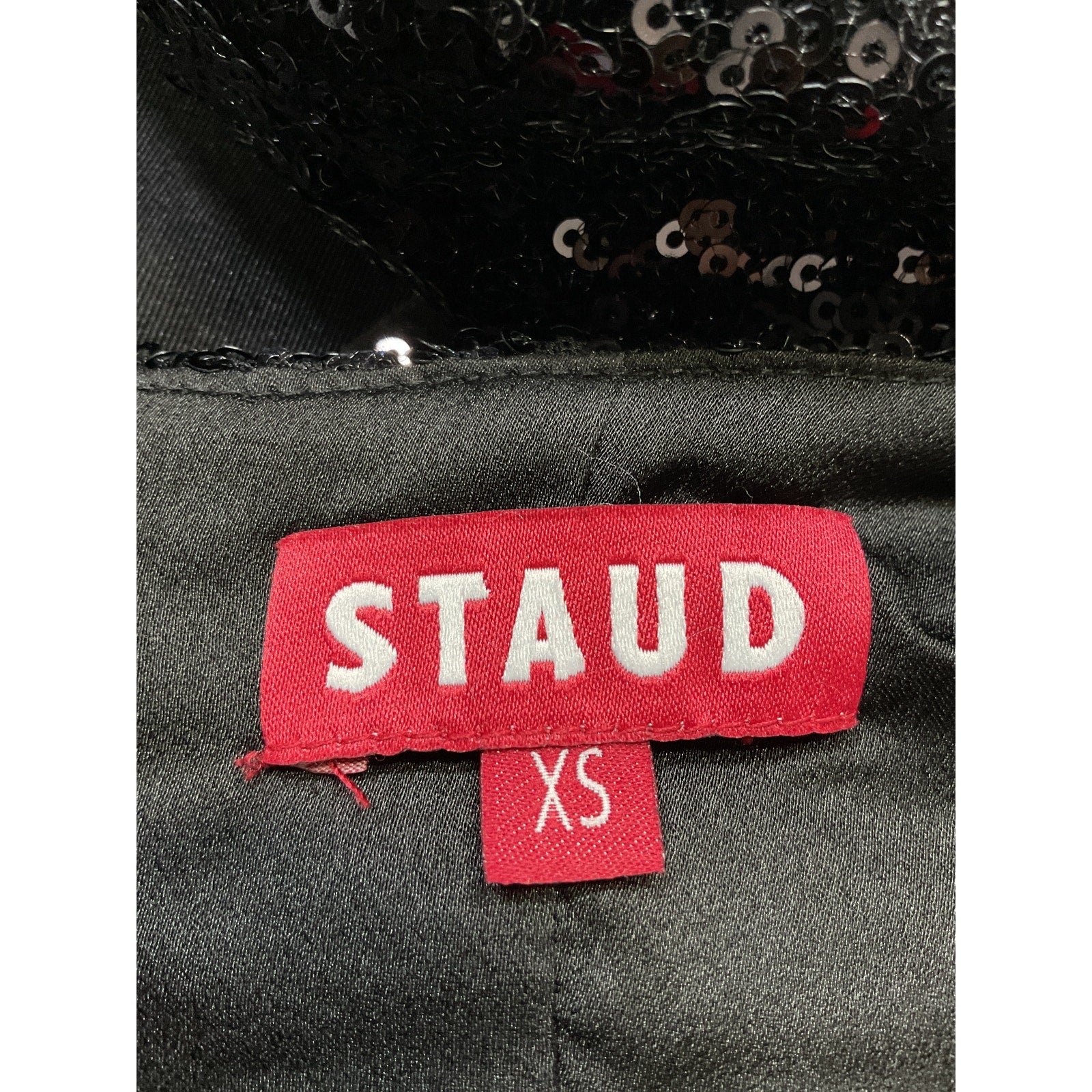 Staud 'Irie' Black V Neck Sequin Bandeau Dress Size XS