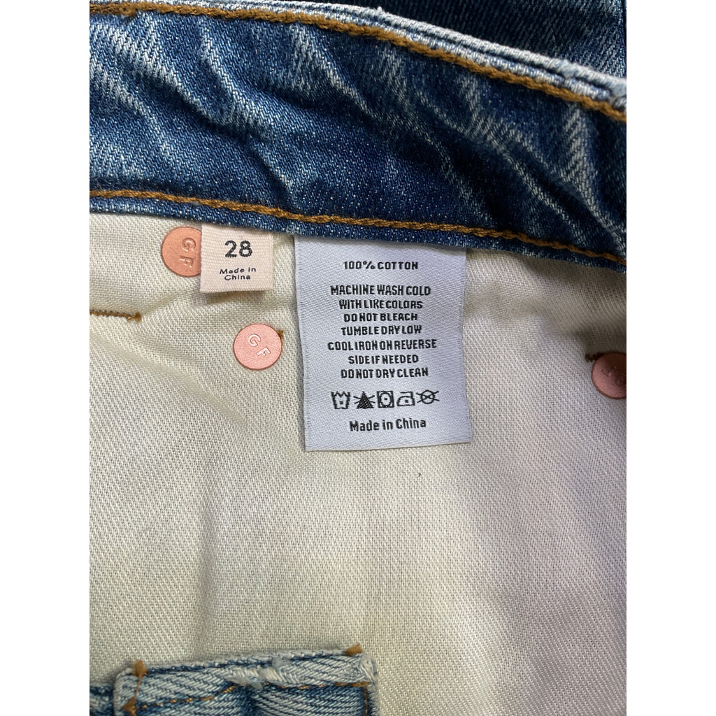 Grlfrnd 'Robin' Blue Cotton Midi Pencil Skirt Size 28