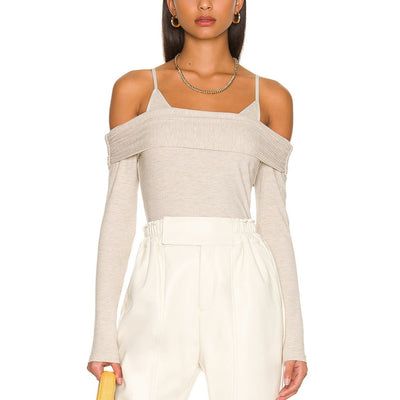 Simkhai Ribbed Heather Grey Piper Top Size S