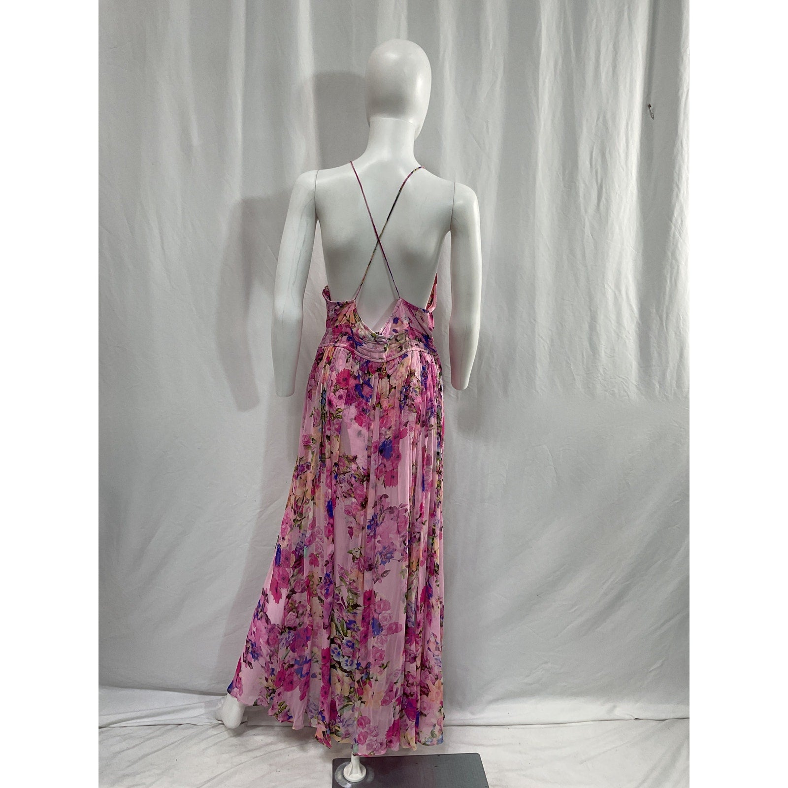 Rococo Sand 'Mist' Pink Georgette Cut Out Halter Maxi Dress Size XL