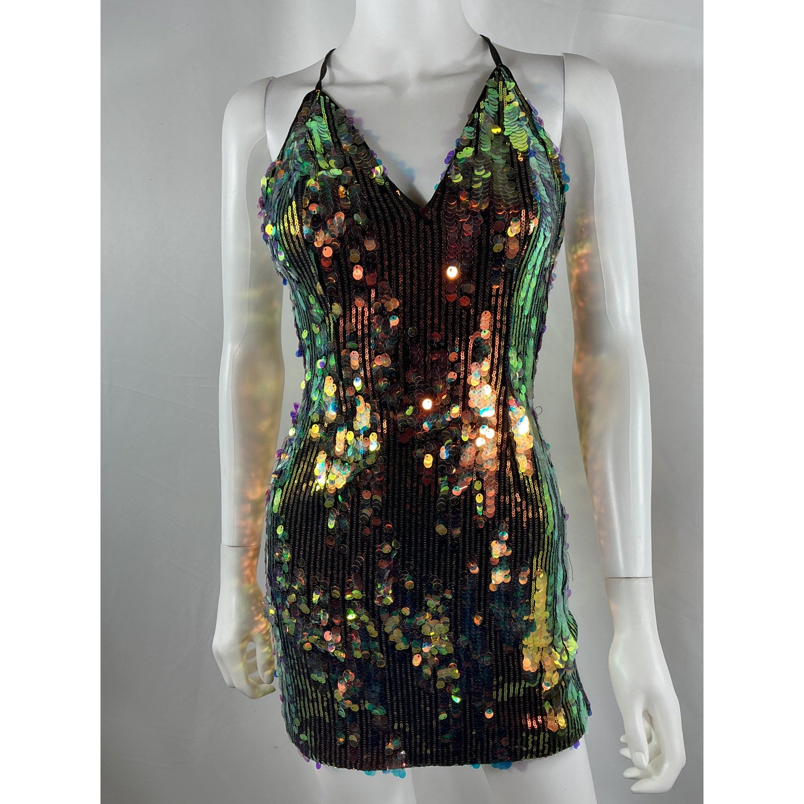 Ramy Brook Emerald Embellished Black Polyester Mini Dress Size 0