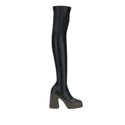 Stella Mccartney Black Leather Platform Thigh-High Boots Size 9
