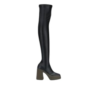 Stella Mccartney Black Leather Platform Thigh-High Boots Size 9